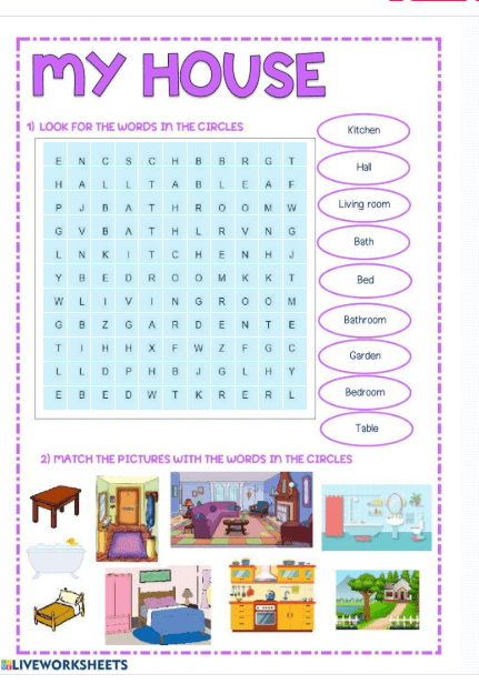 Parts Of The House Worksheet by AnaRoMi2